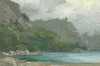 Plein Air Landscape oil painting: Bahia Lopez, Bariloche